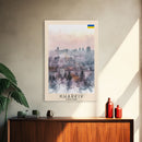Kharkiv Ukraine Cityscape in Spring, Framed Canvas Print, Travel Poster, Wall Art, Home Decor, Living Room Decoration, Ukrainian Urban Art