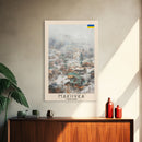 Makiivka Ukraine Travel Poster Framed Canvas Print, Urban Landscape, Watercolor Painting, Wall Art, Home Decoration, Travel Print, Unique Art