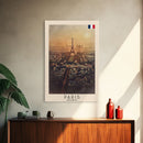Paris France Travel Poster Framed Canvas Print, Watercolor Painting, Scenic Wall Art, Home Decor, French Cityscape, Classic Art