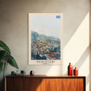 Peristeri Greece Travel Poster Framed Canvas Print, Watercolor Painting, Scenic Wall Art, Home Decor, Greek Landscape, Classic Art