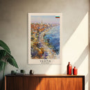 Varna Bulgaria Travel Poster Framed Canvas Print, Watercolor Painting, Coastal Wall Art, Home Decor, Bulgarian Seaside, Nautical Art