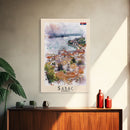 Picturesque Acharnes Greece Coastal Village, Framed Canvas Print, Living Room Art, Mediterranean Style, Home Decoration