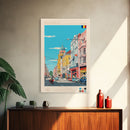 Bucharest Romania Travel Poster Framed Canvas Print, Midcentury Modern Art, Pop Art Wall Decor, Home Decor, Vacation Gift, Living Room Art