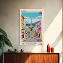 Bursa Turkey Travel Poster Framed Canvas Print, Midcentury Modern Art, Pop Art Wall Decor, Scenic Wall Art, Living Room Art