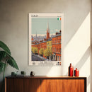 Dublin Ireland Travel Poster Framed Canvas Print, Midcentury Modern Art, Pop Art Wall Decor, Scenic Bedroom Art, Office Decoration