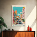 Getafe Spain Travel Poster Framed Canvas Print, Midcentury Modern Art, Pop Art Wall Decor, Scenic Wall Art, Bedroom Decoration