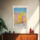 Kolding Denmark Travel Poster Framed Canvas Print, Midcentury Modern Art, Pop Art Wall Decor, Scenic Living Room Art, Bedroom Gift