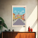 Kruševac Serbia Travel Poster Framed Canvas Print, Midcentury Modern Art, Pop Art Wall Decor, Scenic Living Room Art, Bedroom Gift
