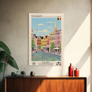 Mechelen Belgium Travel Poster Framed Canvas Print, Midcentury Modern Art, Pop Art Wall Decor, Home Decor, Vacation Gift, Bedroom Art