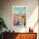 Narva Estonia Travel Poster Framed Canvas Print, Midcentury Modern Art, Pop Art Wall Decor, Scenic Bedroom Art, Office Decoration