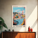 Plymouth United Kingdom Travel Poster Framed Canvas Print, Midcentury Modern Art, Pop Art Wall Decor, Scenic Bedroom Art, Office Decoration