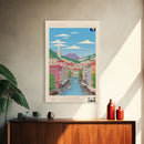 Sarajevo Bosnia and Herzegovina Travel Poster Framed Canvas Print, Midcentury Modern Art, Pop Art Wall Decor, Home Decor, Office Decoration