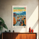 Winterthur Switzerland Travel Poster Framed Canvas Print, Midcentury Modern Art, Pop Art Wall Decor, Living Room Art, Scenic Wall Art