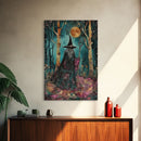 Halloween Wizard in Forest, Framed Canvas Print, Wall Art, Home Decor, Spooky Artwork, Magic Decor, Halloween Decor Painting, Holiday Decor