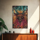 Dark Demon with Menacing Smile Framed Canvas Print, Halloween Art, Creepy Wall Art, Spooky Home Decor, Scary Art, Creepy Living Room Decor