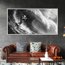 Pirate Surf - Framed Canvas Print - Black & White Photography Style Wall Art - Skull and Cross Bones Wall Art - Manly Decor - Mancave