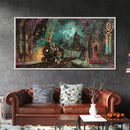 Spooky Haunted Railway, Spooky Wall Art, Framed Canvas Print, Unique Halloween Wall Art Gift Idea, Halloween Props