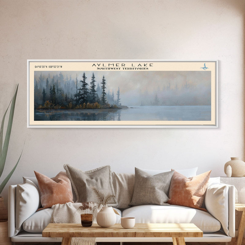 Aylmer Lake Panoramic Framed Canvas Print, Lake House Decor, Rustic Art, Travel Poster, Scenic View, Home Decoration