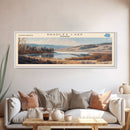 Bradley Lake Wyoming Framed Canvas Print, Panoramic Lake House Decor, Wall Art, Travel Poster, Rustic Lake Painting, Nature Art