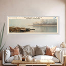 Buffalo Lake Framed Canvas Print, Panoramic Lake House Decor, Wall Art, Travel Poster, Modern Lake Painting, Nature Art