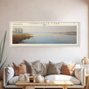 Coralville Lake Iowa Framed Canvas Print, Lake House Art, Panoramic Wide Art, Travel Poster, Modern Lake Painting, Nature Art