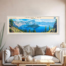 Crab Orchard Lake Illinois Framed Canvas Print, Lake House Art, Panoramic Wide Art, Travel Poster, Modern Lake Painting, Nature Art