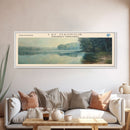 Lac Maunoiri Framed Canvas Print, Panoramic Lake House Decor, Wall Art, Travel Poster, Serene Lake Painting, Nature Art