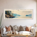 Lake Pendreille Framed Canvas Print, Lake House Decor, Panoramic Wall Art, Travel Poster, Beautiful Landscape Painting, Modern Art