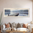 Lay Lake Alabama Framed Canvas Print, Lake House Decor, Panoramic Wall Art, Travel Poster, Beautiful Landscape Painting, Modern Art