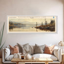 Mooselookmeguntic Lake Maine Framed Canvas Print, Lake House Decor, Panoramic Wall Art, Travel Poster, Landscape Painting, Modern Art