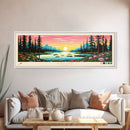 Black Lake Southwest Alaska Framed Canvas Print, Panoramic Travel Poster, Midcentury Modern Wall Art, Pop Art, Nature Bedroom Decor, Scenic Lake House Art