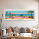 Christine Lake New Hamphire Framed Canvas Print, Pop Art Panoramic Travel Poster, Midcentury Modern, Wall Art, Scenic Nature Painting, Bedroom Decor, Living Room Art