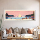 Flagstaff Lake Maine Framed Canvas Print, Panoramic Wall Art, Midcentury Modern, Pop Art, Bedroom Decor, Travel Poster, Artistic Decor, Lake View