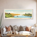 Horton Lake Northwest Territories Framed Canvas Print, Panoramic Art, Midcentury Modern, Pop Art, Living Room Decor, Travel Poster, Lake House Decor