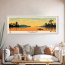 Lake Choctaw Framed Canvas Print, Panoramic Art, Midcentury Modern, Pop Art, Living Room Wall Art, Travel Poster, Lake House Decor
