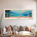 Lake Como Delaware Framed Canvas Print, Panoramic Wall Art, Midcentury Modern, Pop Art, Bedroom Decor, Travel Poster, Living Room Art