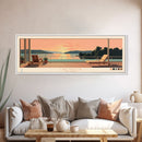 Lake Hudson Oklahoma Framed Canvas Print, Panoramic Wall Art, Midcentury Modern, Pop Art, Lake House Art, Travel Poster, Bedroom Decor
