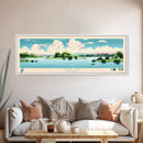 Lake Kuhn Indiana Framed Canvas Print, Panoramic Wall Art, Midcentury Modern, Pop Art, Lake House Decor, Travel Poster, Bedroom Art