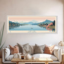 Lake Lure North Carolina Framed Canvas Print, Panoramic Wall Art, Midcentury Modern, Pop Art, Living Room Decor, Travel Poster