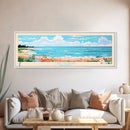 Lake Michigan Wisconsin Illinois Indiana Framed Canvas Print, Panoramic Wall Art, Midcentury Modern, Pop Art, Bedroom Art, Travel Poster, Lake House Decor