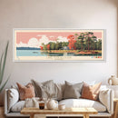 Lake Tuscaloosa, Alabama Panoramic Wall Art Framed Canvas Print, Midcentury Modern, Pop Art, Home Decor, Travel Poster, Bedroom Art