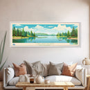 Lake Wentworth, New Hampshire Panoramic Wall Art Framed Canvas Print, Midcentury Modern, Pop Art, Home Decor, Travel Poster, Living Room Art