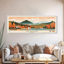 Lake Willoughby, Vermont Panoramic Wall Art Framed Canvas Print, Midcentury Modern, Pop Art, Home Decor, Travel Poster, Living Room Art