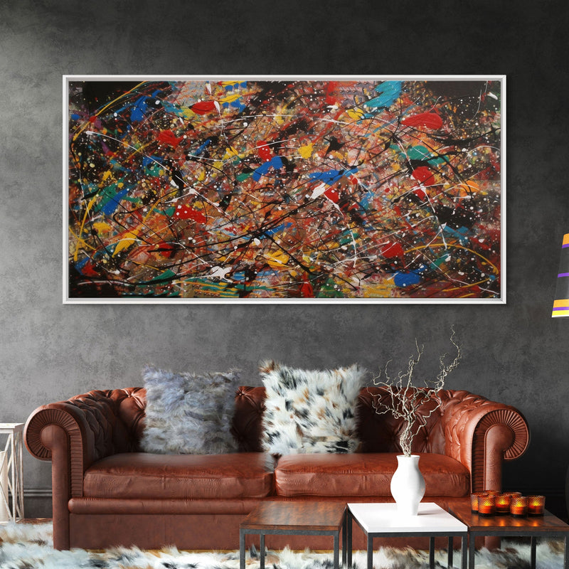 Beautiful Jackson Pollock Inspired Canvas Prrint, Abstract Wall Art Painting Original Modern Home DÃ©cor, Large Canvas Wall Art, Splatter