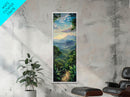 Jungle Landscape Canvas Painting, Tropical Wall Art Print, Mountain Art Printed on Framed Canvas, Oversized Narrow Landscape Art