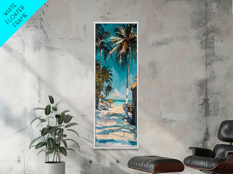 Beach Landscape Painted Canvas Art, Coastal Wall Art Print, Gallery Wall Art for Beach House, Oversized Vertical Wall Art for Living Room