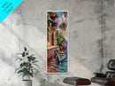 Tall and Narrow Rustic Canvas Painting of Venetian Coast Framed, Textured Wall Art, Colorful Art for Kitchen, Abstract Ocean Wall Art Print