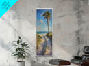 Modern Long and Narrow Coastal Art Print for Beach House, Beach Landscape Printed Canvas Art, Palm Tree Wall Art, Ocean Art for Living Room