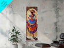 Jalisco Mexican Dancer Textured Oil Painting Printed and Framed on Canvas, Vertical Narrow Art Print, Mexican Inspired Home Decor