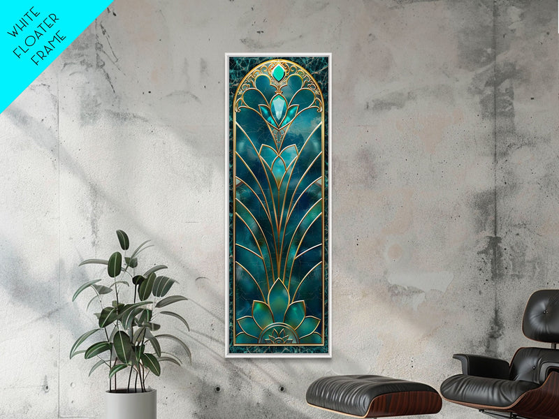 Art Deco Stained Glass Print, Framed Canvas, Wood Frame Wall Art, Retro Style Decor, Roaring 20s Inspired Wall Art